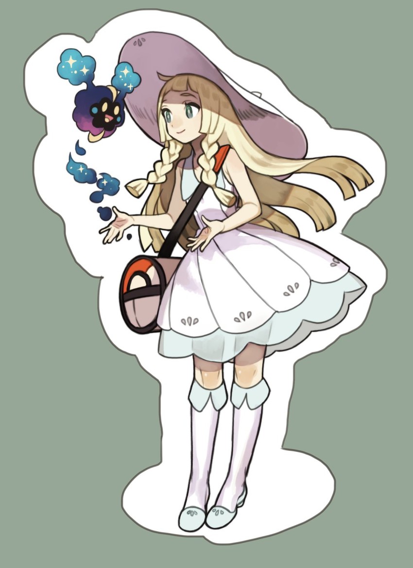 lillie and cosmog (pokemon and 1 more) drawn by 9_(saki-ooo-kiyu)