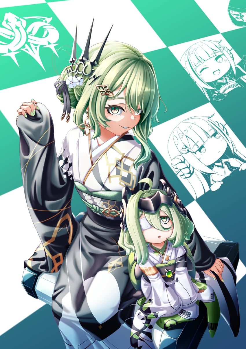 mobius, klein, nuwa, and fuxi (honkai and 1 more) drawn by hara_(user_tvna7732)