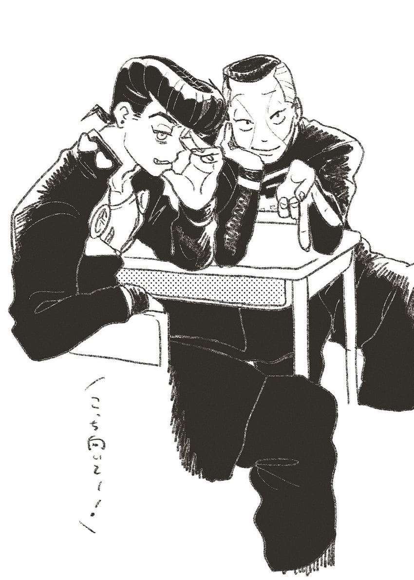 higashikata josuke and nijimura okuyasu (jojo no kimyou na bouken and 1 more) drawn by t_0nd