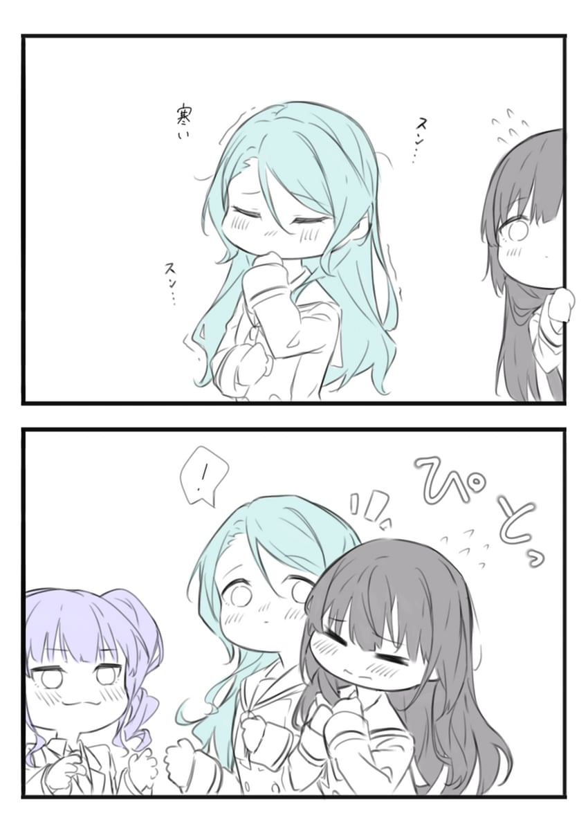 hikawa sayo, shirokane rinko, and udagawa ako (bang dream!) drawn by kanade_(kanade_3344)