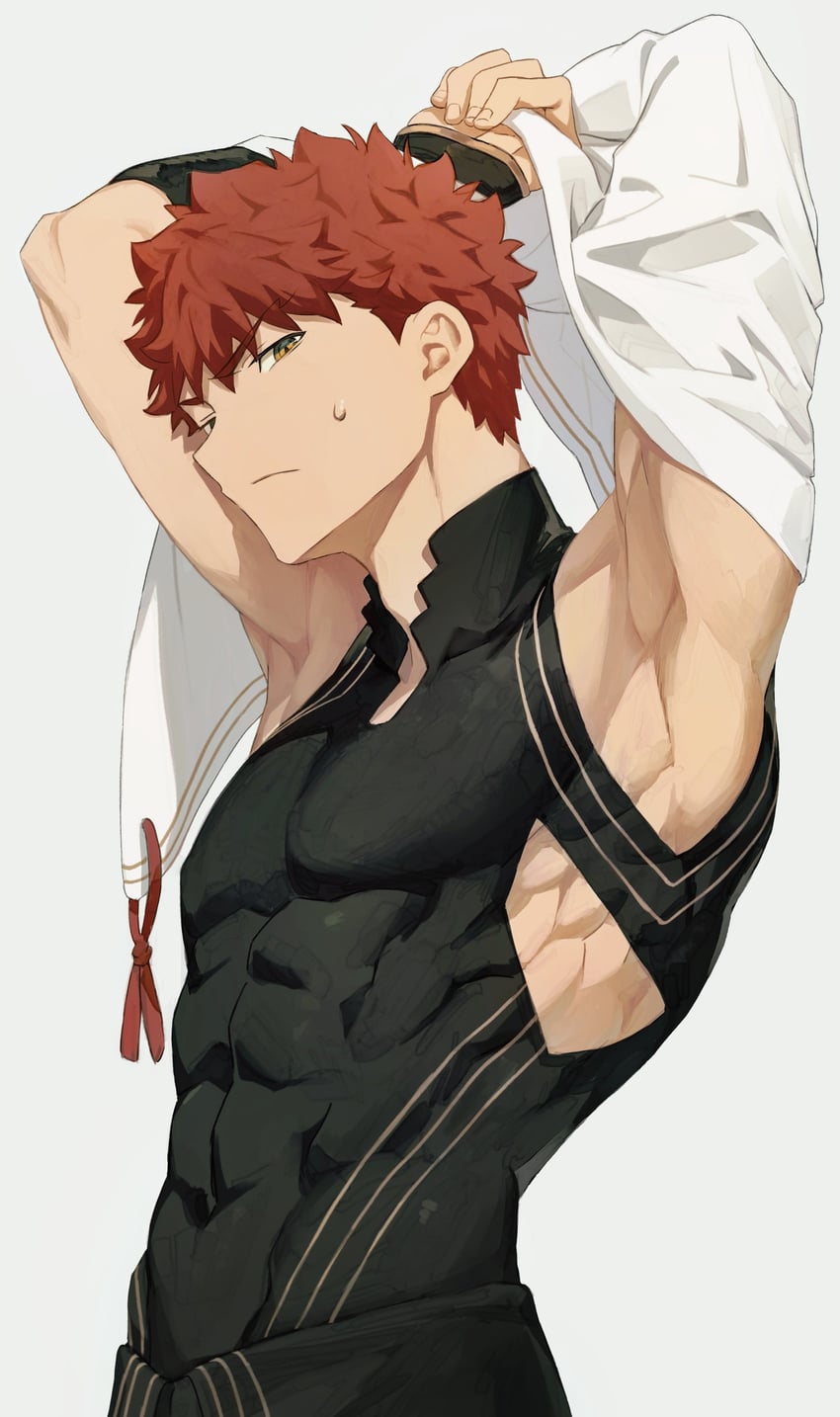 emiya shirou and senji muramasa (fate and 1 more) drawn by okonon_(kado_colda)