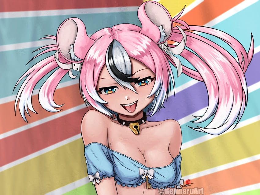 hakos baelz and belle delphine (hololive and 1 more) drawn by reikamaru