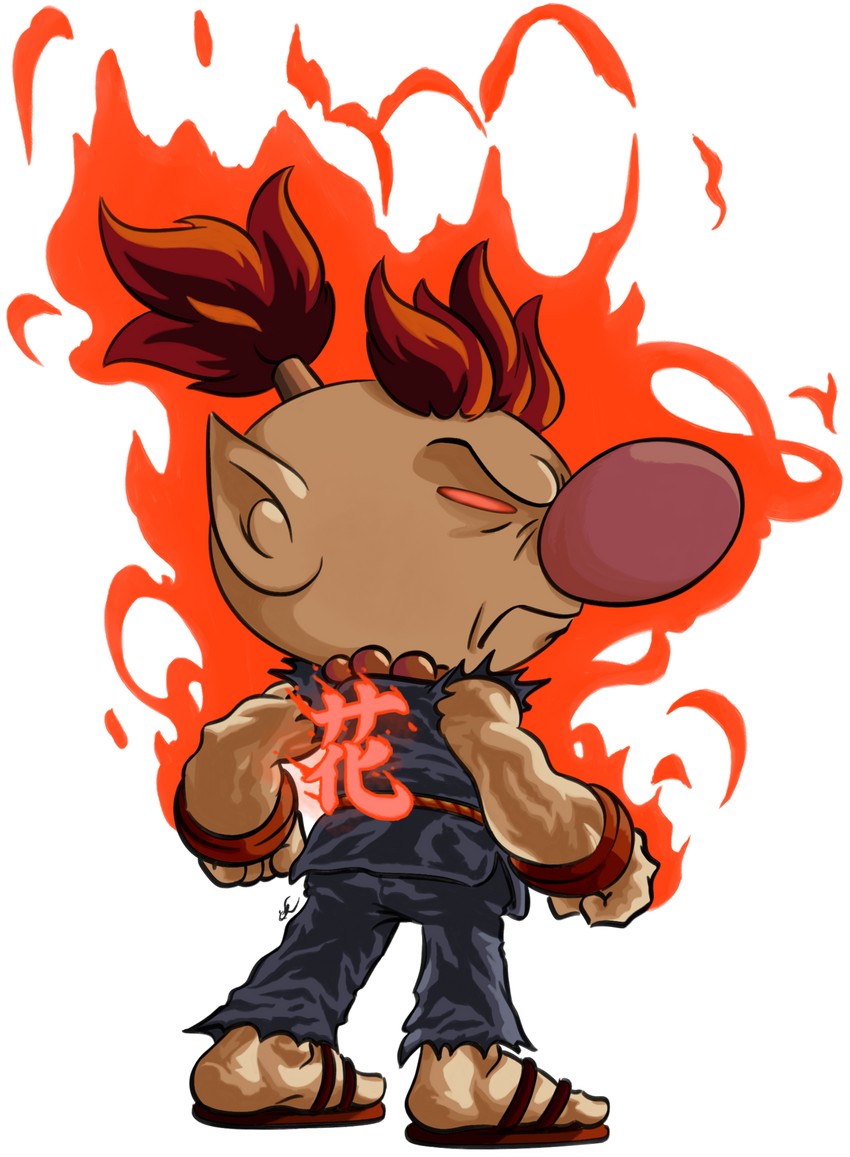 olimar and akuma (street fighter and 2 more) drawn by cosmicam