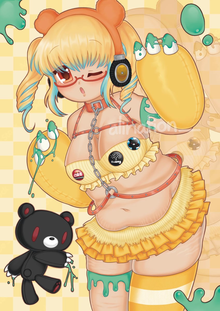 super pochaco and gloomy bear (nitroplus and 1 more) drawn by alination