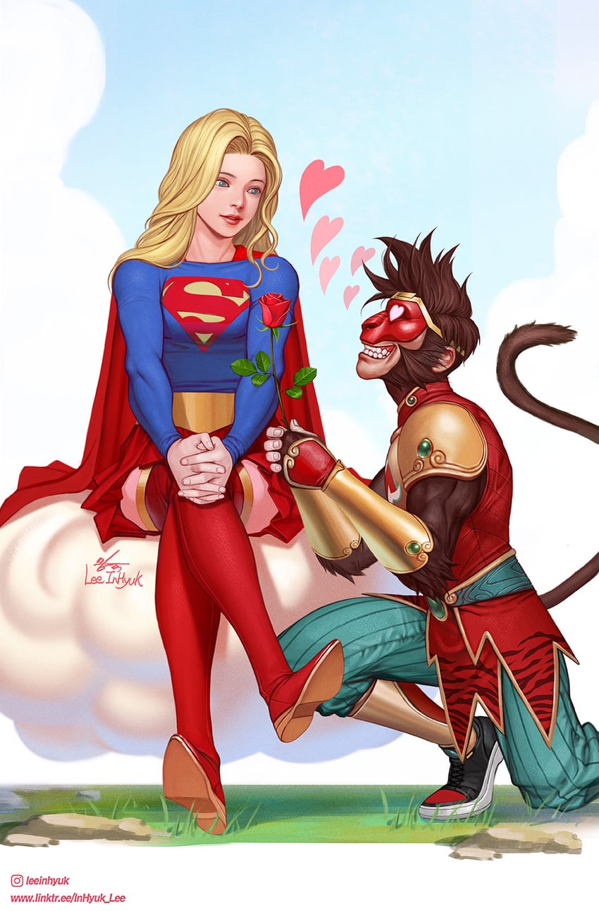 supergirl and monkey prince (dc comics) drawn by in-hyuk_lee