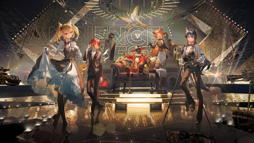 texas, exusiai, sora, croissant, and emperor (arknights and 1 more) drawn by shule_de_yu
