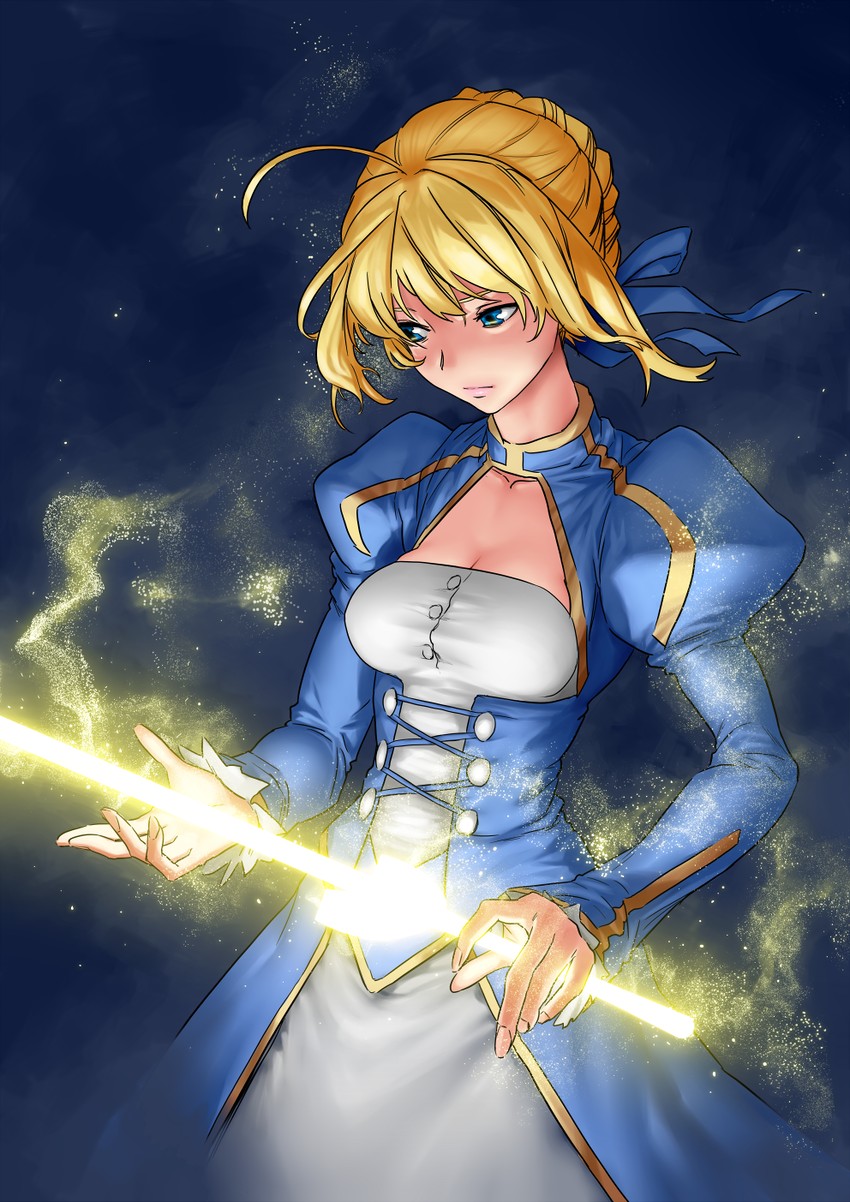 artoria pendragon and saber (fate and 1 more) drawn by delta_zone