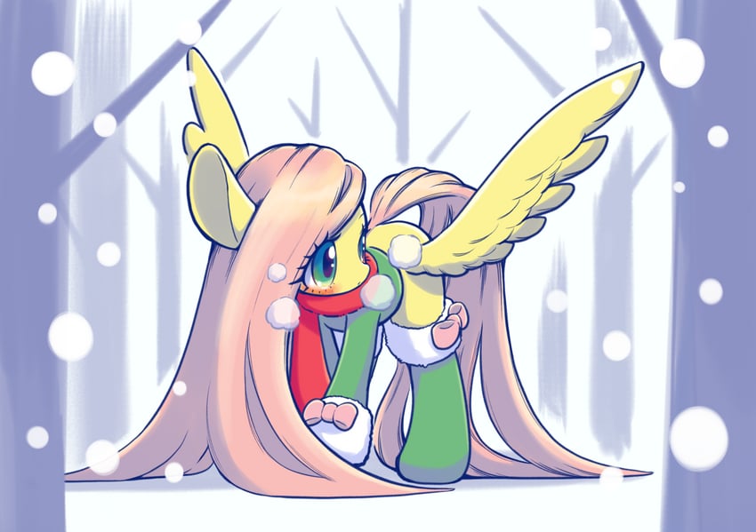 fluttershy (my little pony and 1 more) drawn by uno_usaya