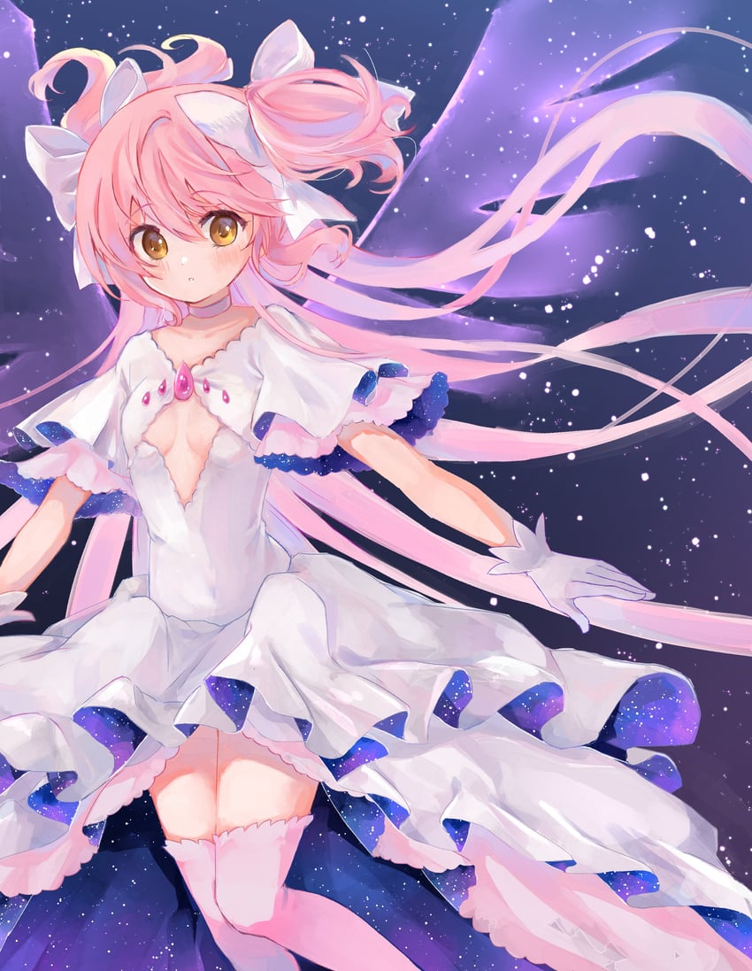 kaname madoka and ultimate madoka (mahou shoujo madoka magica) drawn by ruru_(rurumagi)
