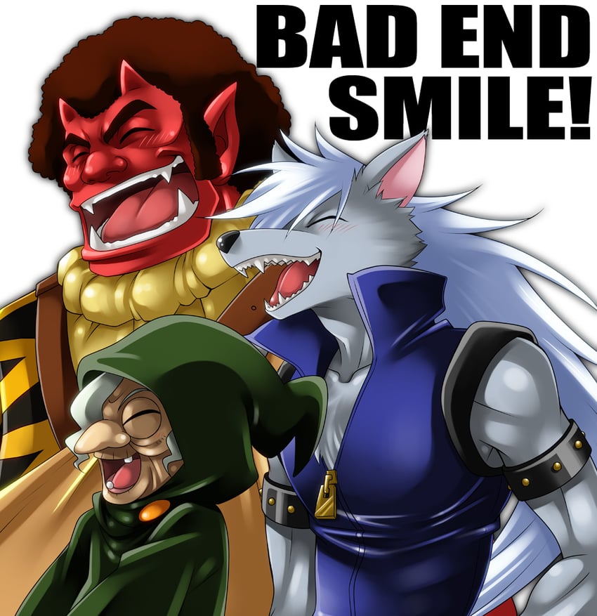 wolfrun, majorina, and akaooni (precure and 1 more) drawn by wauwa