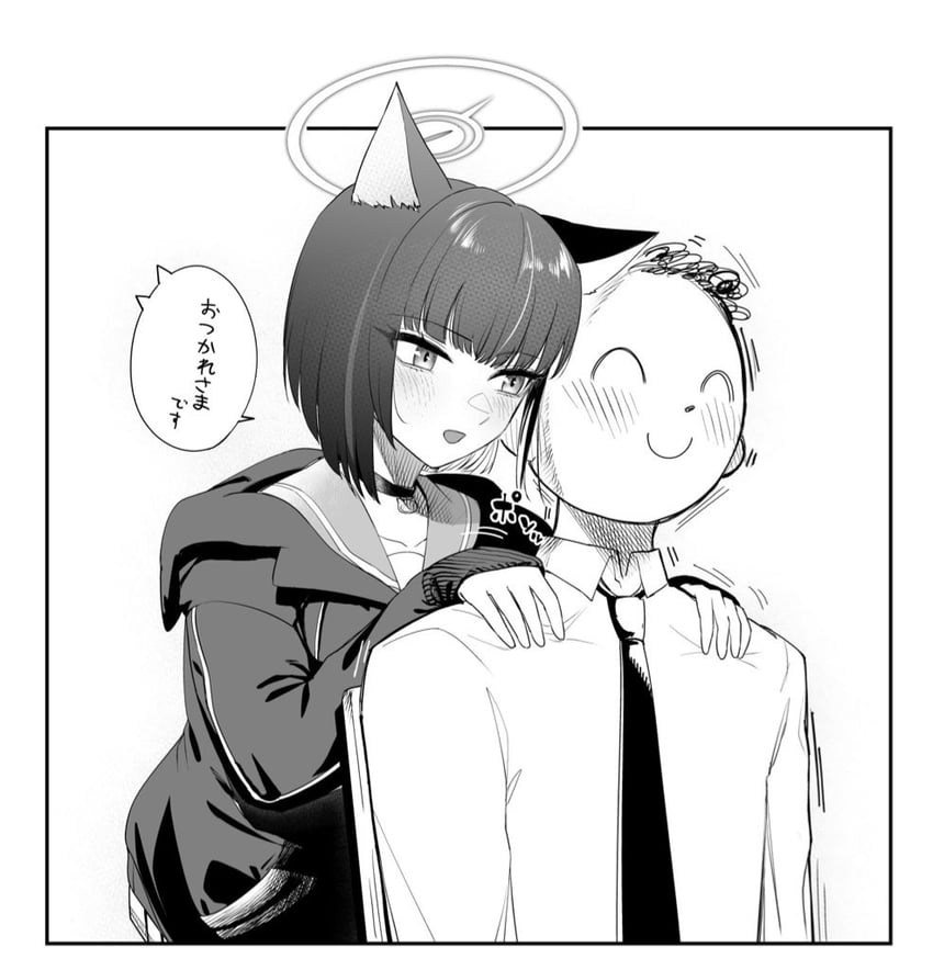sensei, doodle sensei, and kazusa (blue archive) drawn by ragunosuke_(shin_kio28)