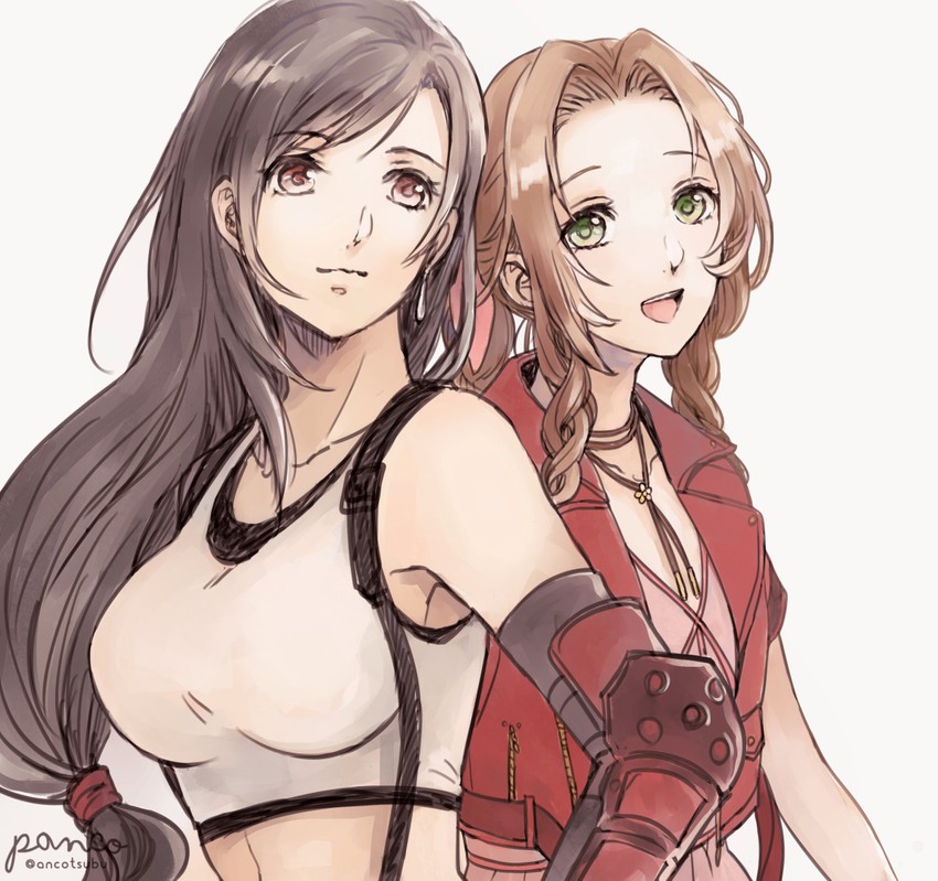 tifa lockhart and aerith gainsborough (final fantasy and 2 more) drawn by ancotsubu