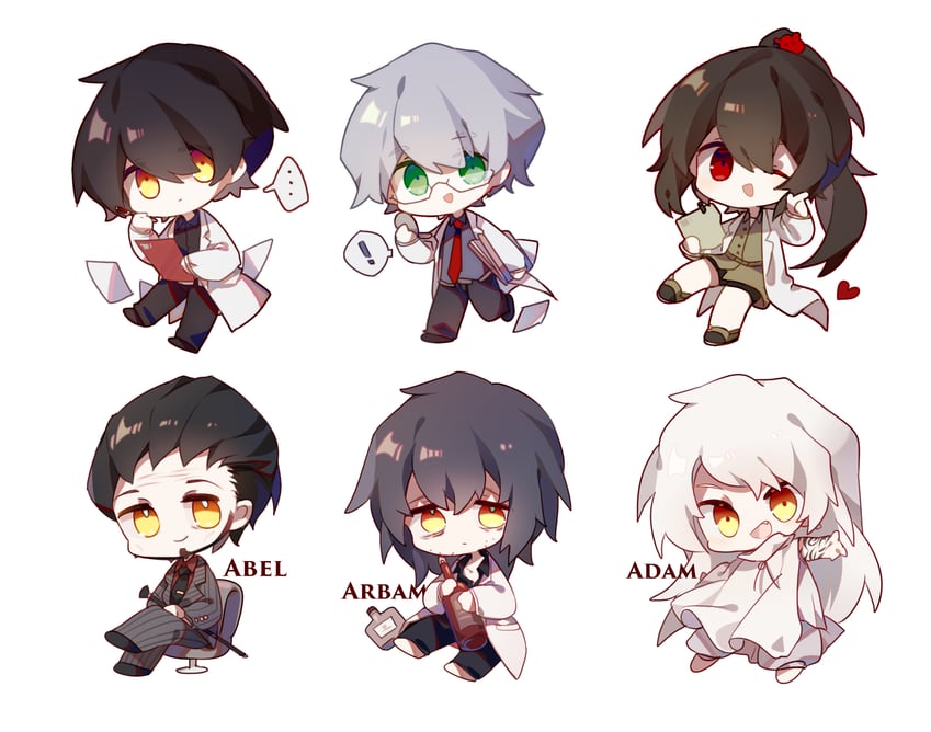 carmen, ayin, benjamin, adam, abram, and 1 more (project moon and 1 more) drawn by iotaone