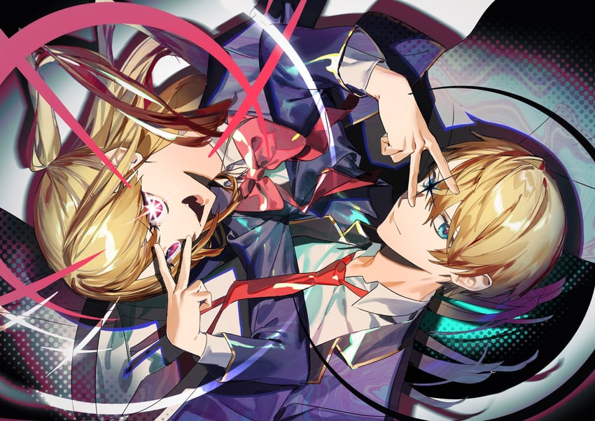 hoshino ruby and hoshino aquamarine (oshi no ko) drawn by serita_jon
