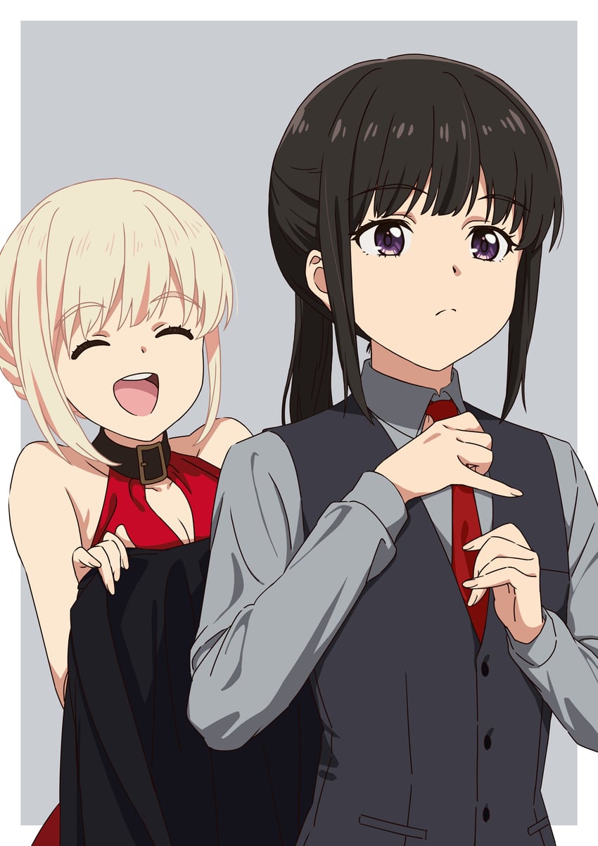 nishikigi chisato and inoue takina (lycoris recoil) drawn by asada7101