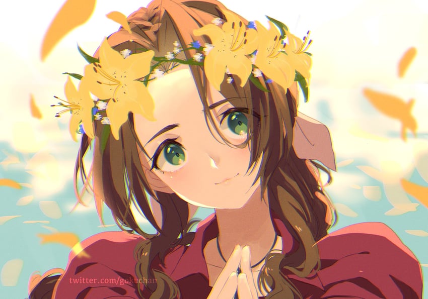 aerith gainsborough (final fantasy and 1 more) drawn by goku-chan