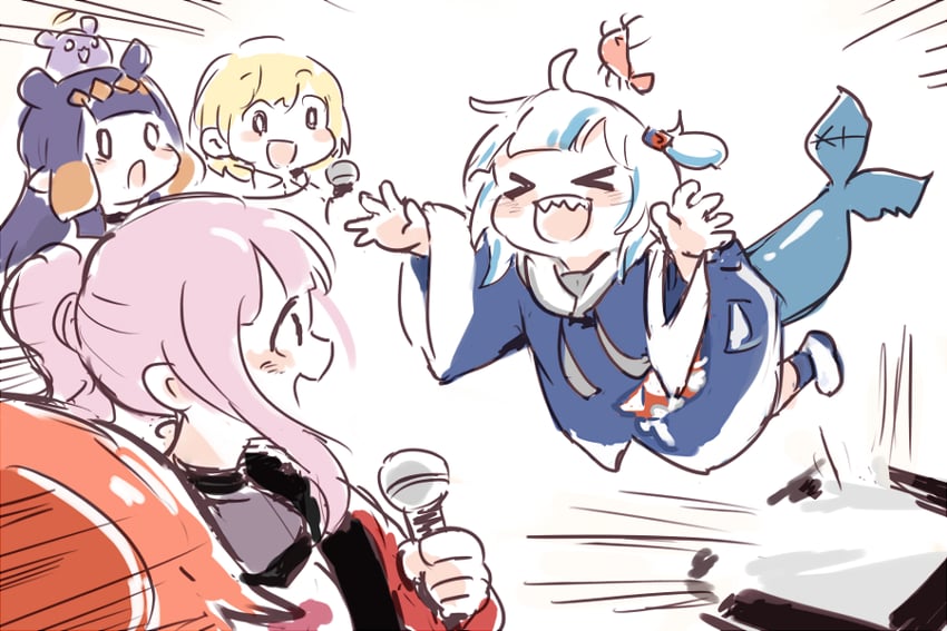 gawr gura, mori calliope, ninomae ina'nis, takanashi kiara, watson amelia, and 2 more (hololive and 1 more) drawn by yuuyu_(777)