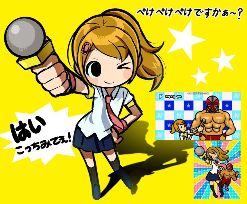 reporter and wrestler (rhythm tengoku and 1 more) drawn by jjjjtaaaku
