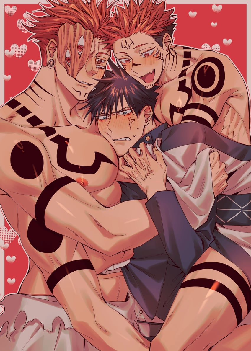 fushiguro megumi and ryoumen sukuna (jujutsu kaisen) drawn by azukiharuta_ju