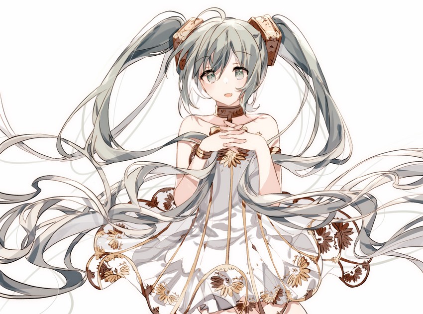 hatsune miku and gramophone miku (vocaloid and 1 more) drawn by migolu