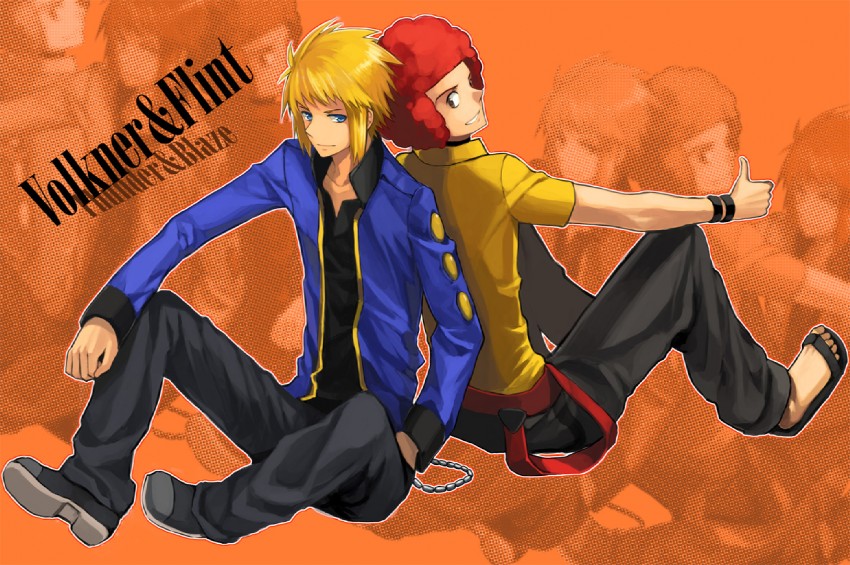 volkner and flint (pokemon and 1 more) drawn by cezaria