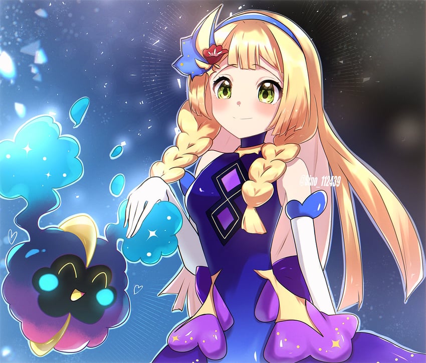 cosmog and lillie (pokemon and 1 more) drawn by sino_(pcxg4558)