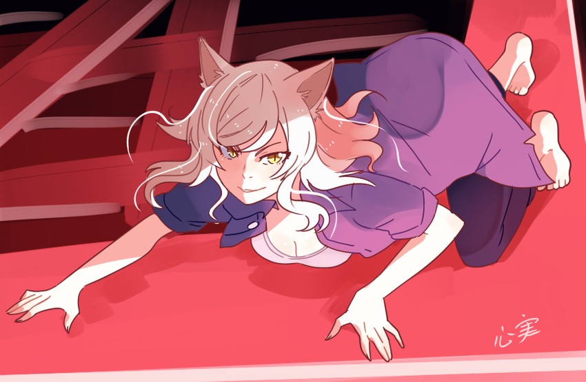 hanekawa tsubasa and black hanekawa (monogatari) drawn by kokomi_(aniesuakkaman)
