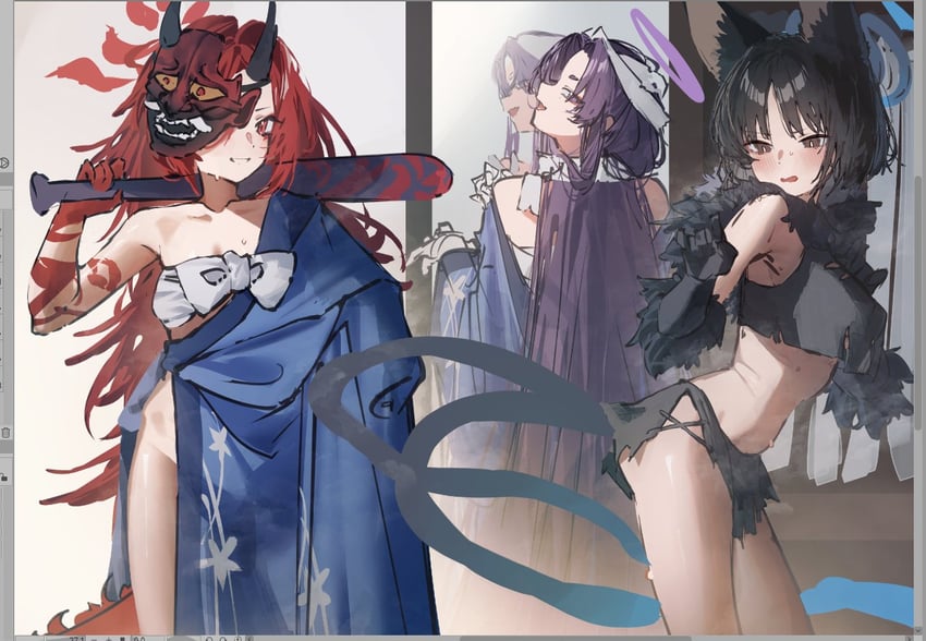 kazusa, kikyou, yoshimi, airi, yukari, and 1 more (blue archive) drawn by betabeet