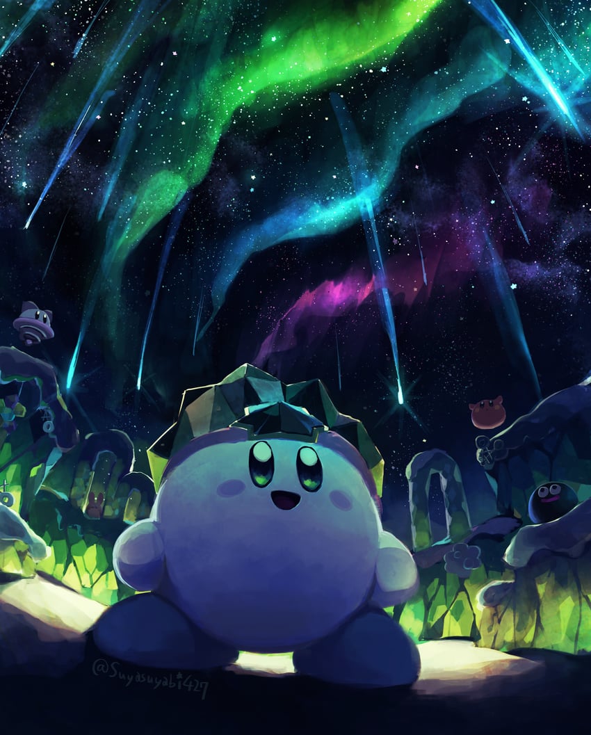 kirby, gooey, scarfy, ice kirby, polof, and 1 more (kirby and 1 more) drawn by suyasuyabi