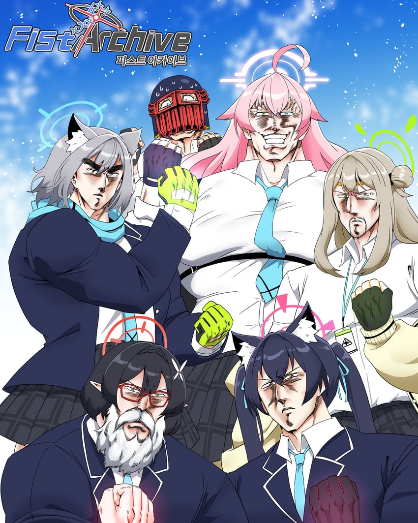 shiroko, hoshino, nonomi, serika, ayane, and 6 more (blue archive and 1 more) drawn by mannungei