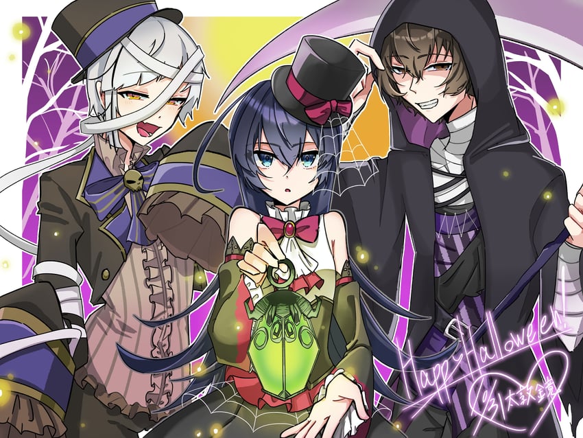 dazai osamu, nakajima atsushi, and izumi kyouka (bungou stray dogs and 1 more) drawn by naikdo_22