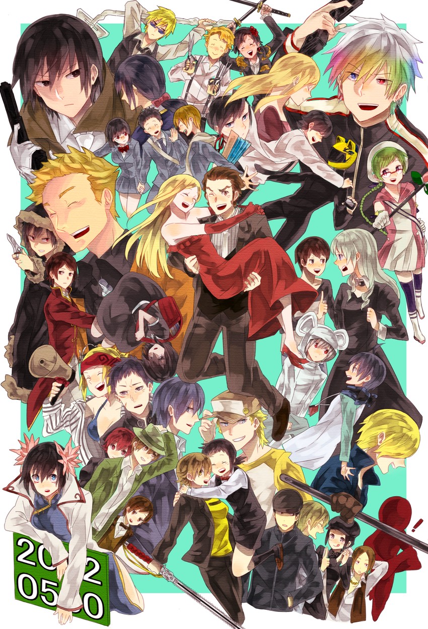 orihara izaya, sonohara anri, heiwajima shizuo, celty sturluson, ryuugamine mikado, and 35 more (durarara!! and 4 more) drawn by kuragesaki