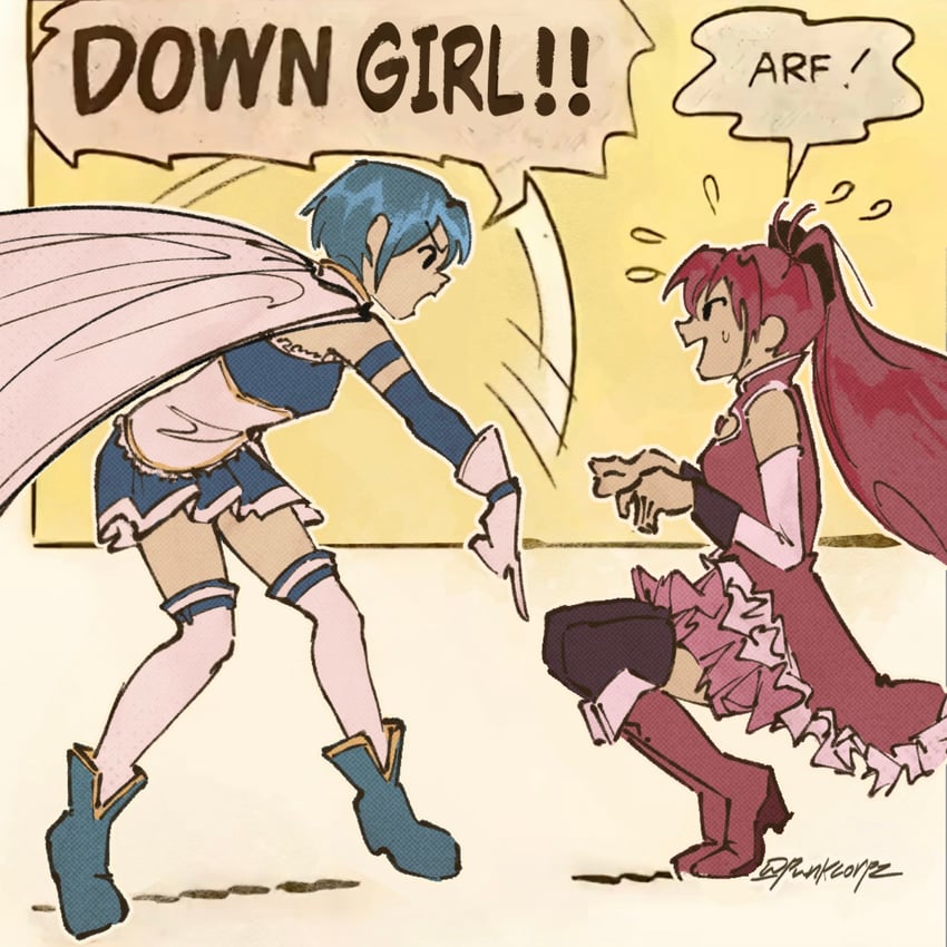 miki sayaka and sakura kyoko (mahou shoujo madoka magica and 1 more) drawn by punkcorpz