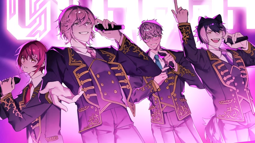 kageyama shien, hanasaki miyabi, rikka, and arurandeisu (holostars) drawn by hikariemochi