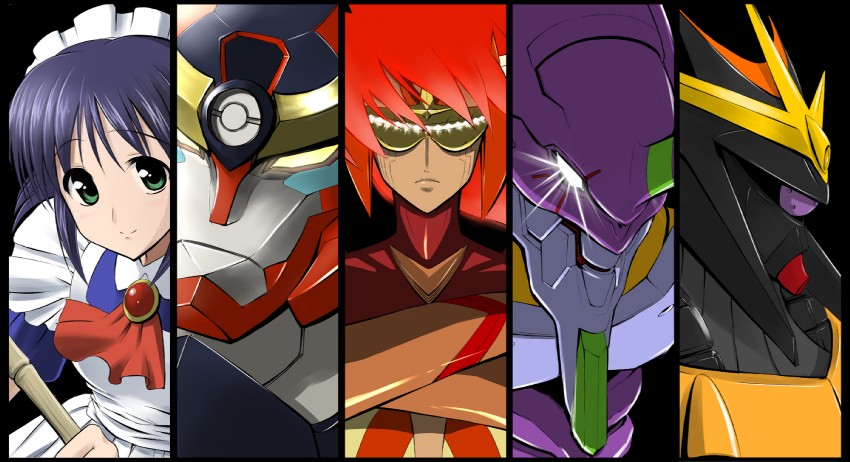 andou mahoro, nono, gurren-lagann, and gunbuster (neon genesis evangelion and 5 more) drawn by takebi