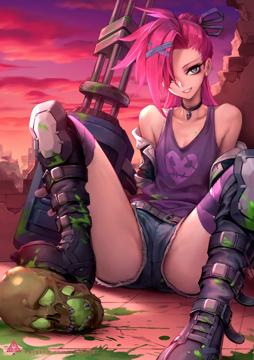 jinx and zombie slayer jinx (league of legends) drawn by oopartz_yang
