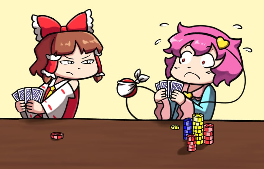 hakurei reimu and komeiji satori (touhou) drawn by edgycat