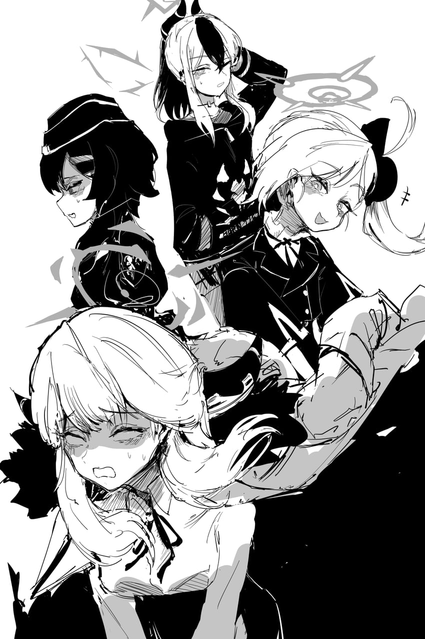 kayoko, aru, mutsuki, and haruka (blue archive) drawn by y4mori_gekko