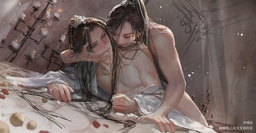 chu wanning and mo ran (erha he ta de bai mao shizun) drawn by yu_shuo_de_nian_ji_zhu