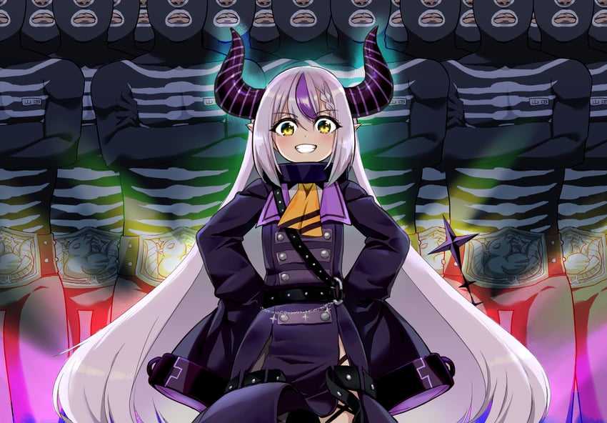la+ darknesss and shocker combatant (hololive and 1 more) drawn by makishima_rin