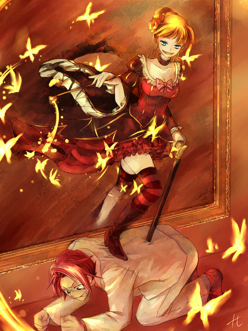 beatrice and ushiromiya battler (umineko no naku koro ni) drawn by sasae