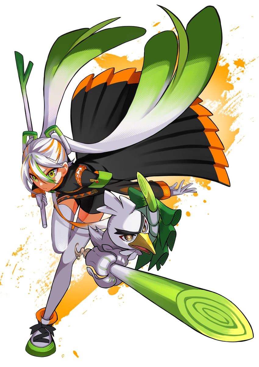 hatsune miku, sirfetch'd, and fighting miku (pokemon and 2 more) drawn by riki_(rikixriki07)