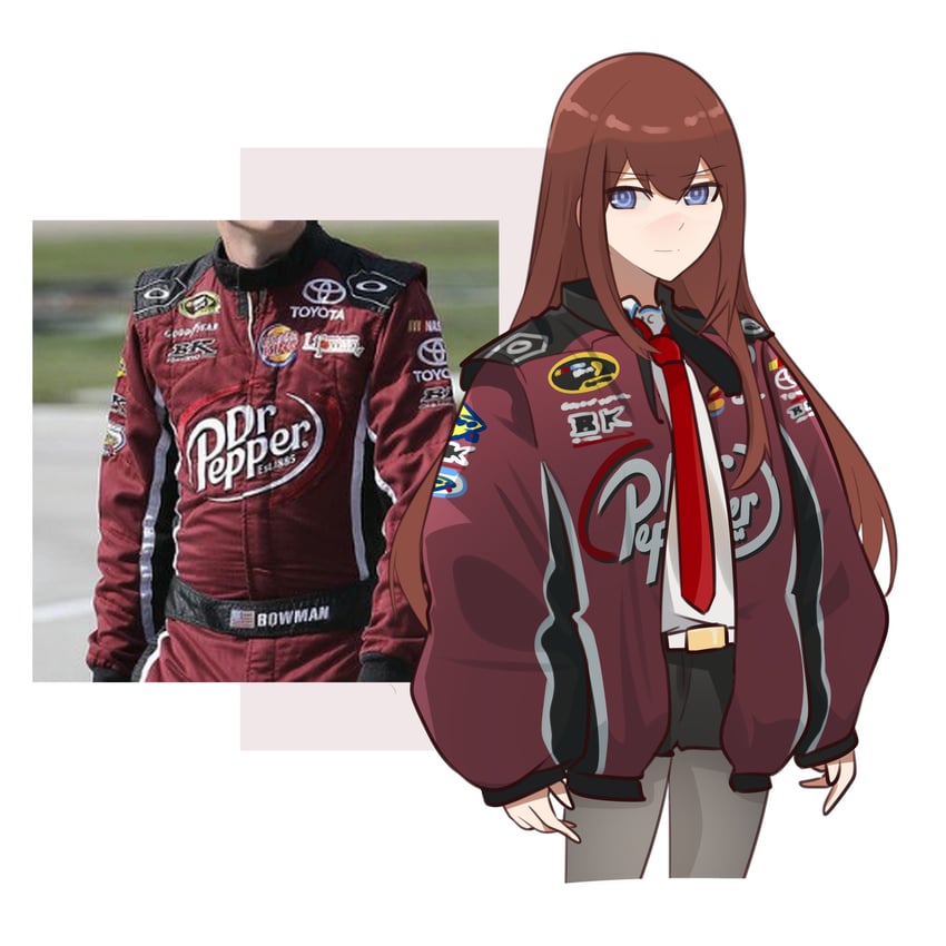 makise kurisu and alex bowman (steins;gate and 1 more) drawn by holeecrab