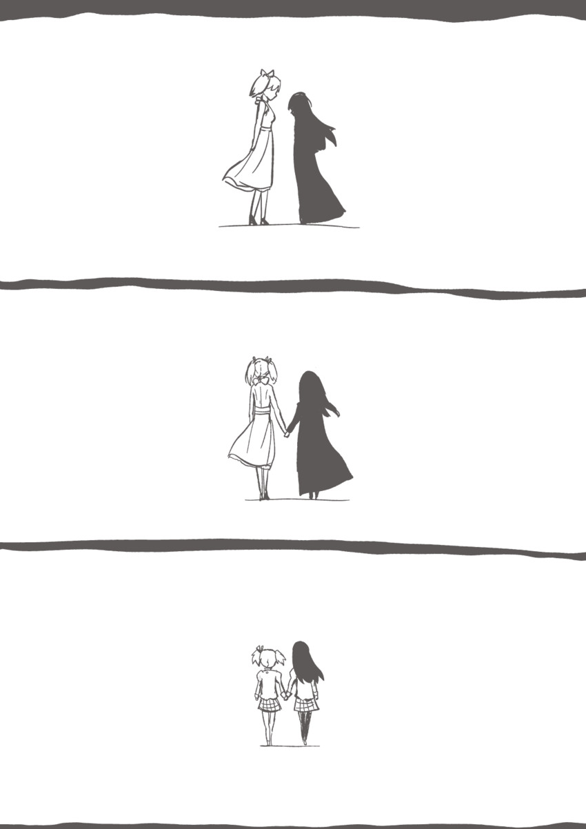 akemi homura, kaname madoka, and akuma homura (mahou shoujo madoka magica and 1 more) drawn by gomibuta_kuzutarou