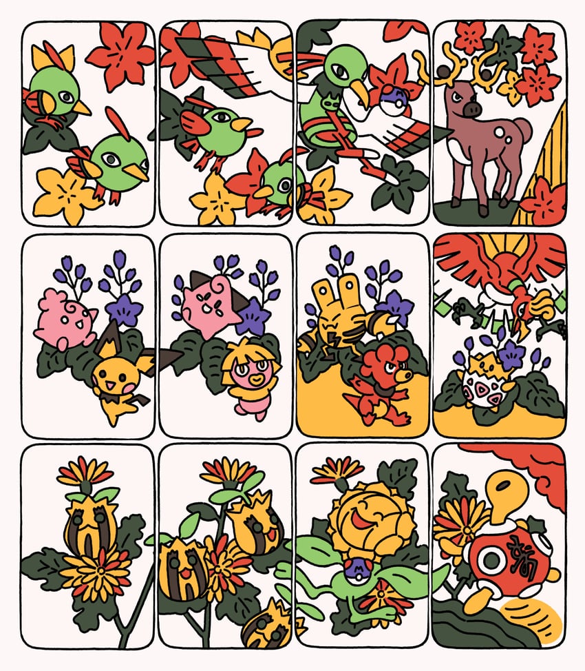 pichu, togepi, ho-oh, natu, cleffa, and 8 more (pokemon) drawn by sabling