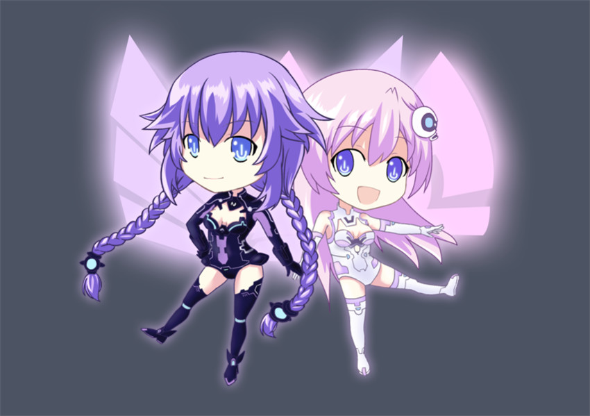 purple heart, nepgear, and purple sister (neptune) drawn by t-lun