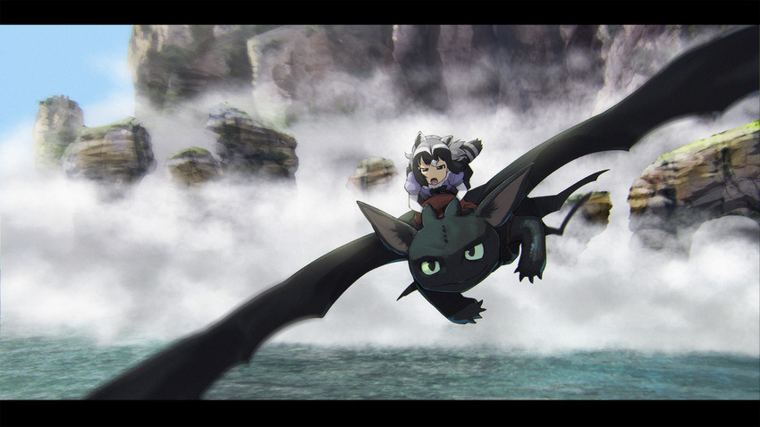 common raccoon, fennec, and toothless (kemono friends and 2 more) drawn by ueyama_michirou