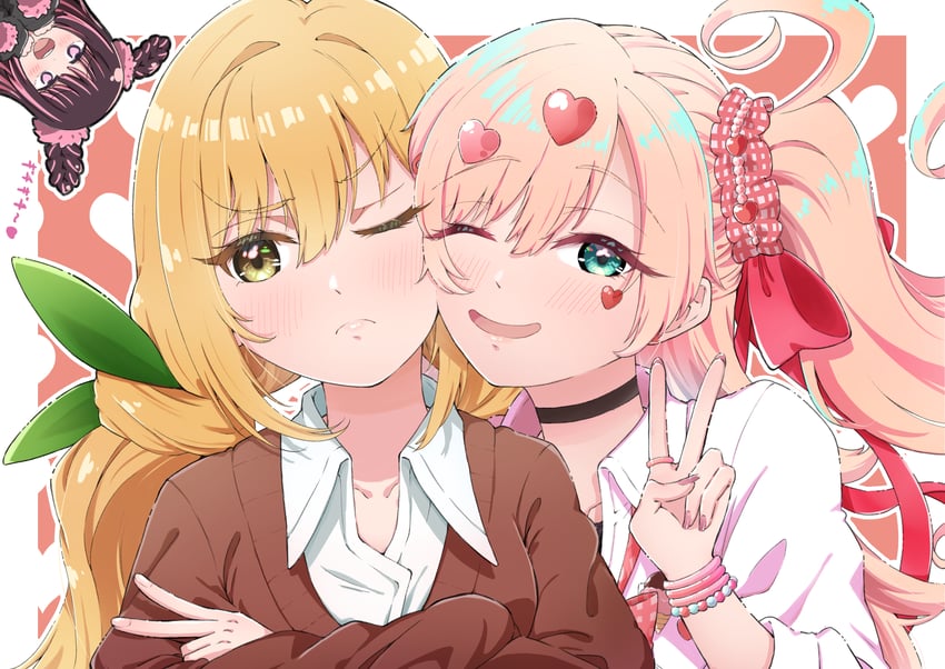 inda karane, kedarui aashii, and usami shiina (kimi no koto ga dai dai dai dai daisuki na 100-nin no kanojo) drawn by nanraka