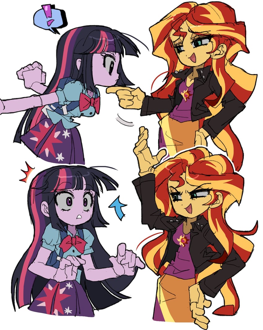 twilight sparkle and sunset shimmer (my little pony and 2 more) drawn by jwnn
