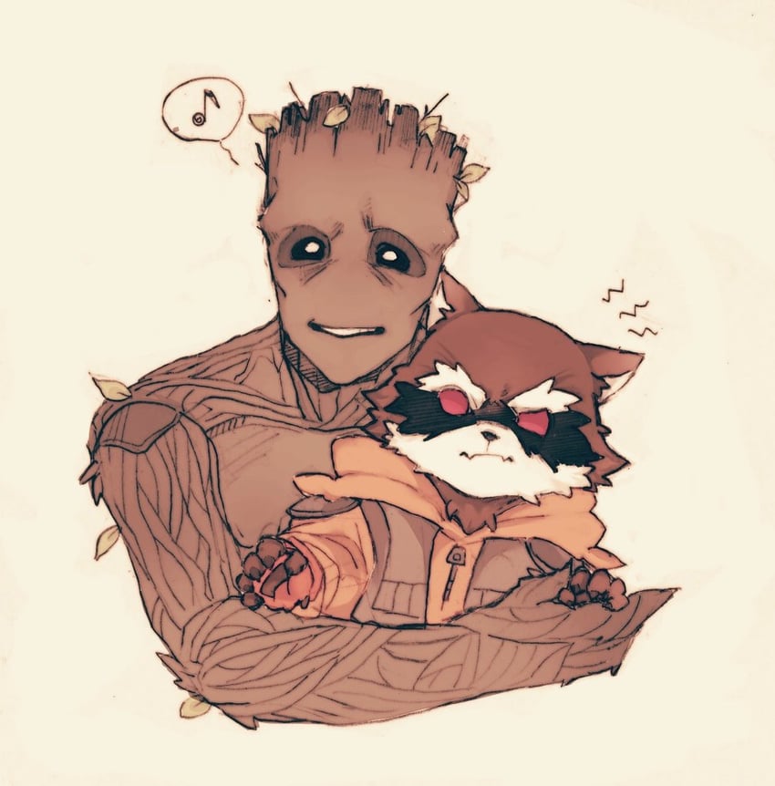 rocket raccoon and groot (marvel and 1 more) drawn by aww391